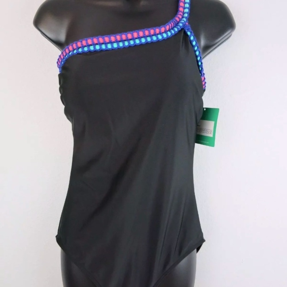 SEEKERS AUSTRALIA Black One Shoulder swimsuit NEW